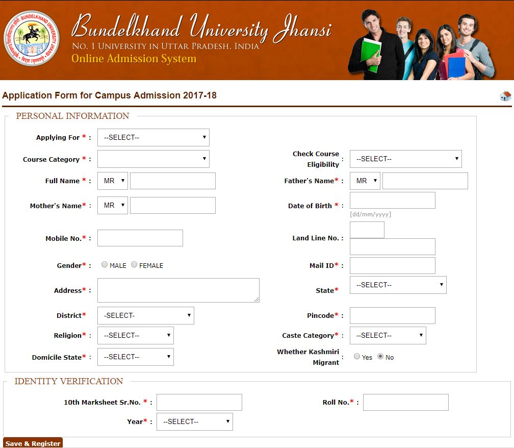 Bu Jhansi Admission Process Application Form