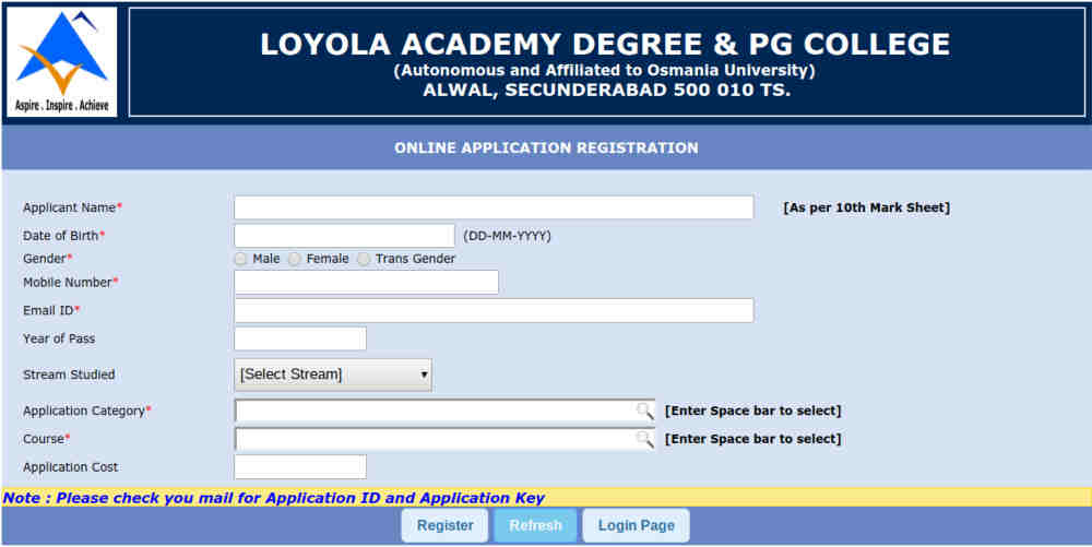 Loyola Academy Degree and PG College, [LADPGC] Secunderabad Admission